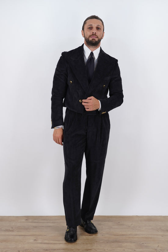 Giacca Cropped Doppiopetto in Velluto - Linea Extensive | Nero