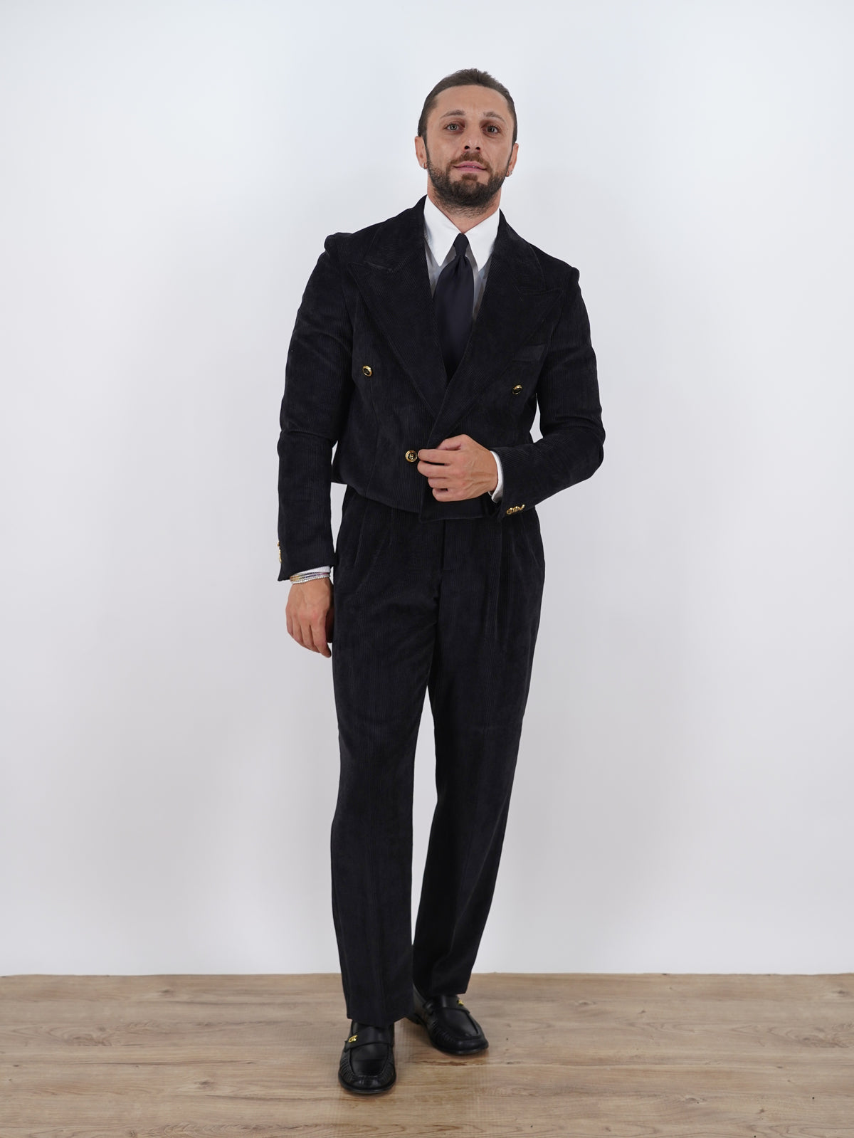 Giacca Cropped Doppiopetto in Velluto - Linea Extensive | Nero