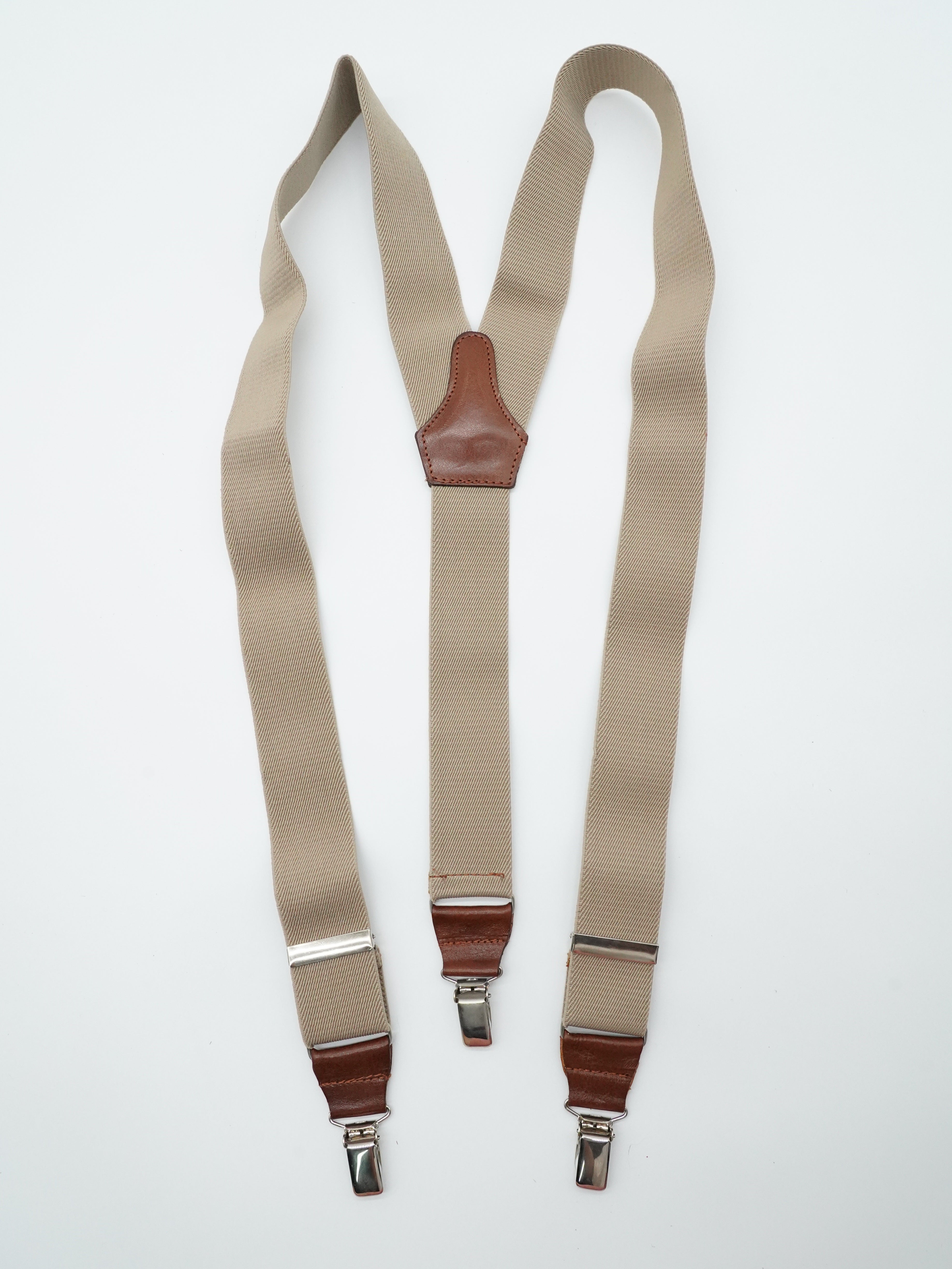 Bretelle Beige pelle Testa di moro con clip