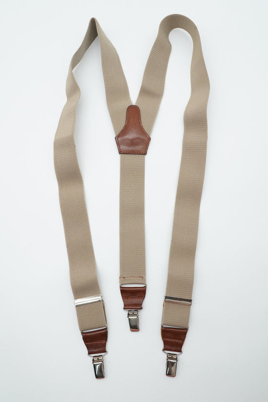 Bretelle Beige pelle Testa di moro con clip