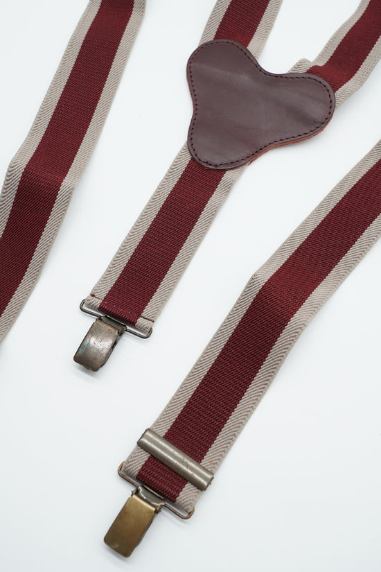 Bretelle con clip Bicolore Bordeaux e Beige con pelle Testa di Moro