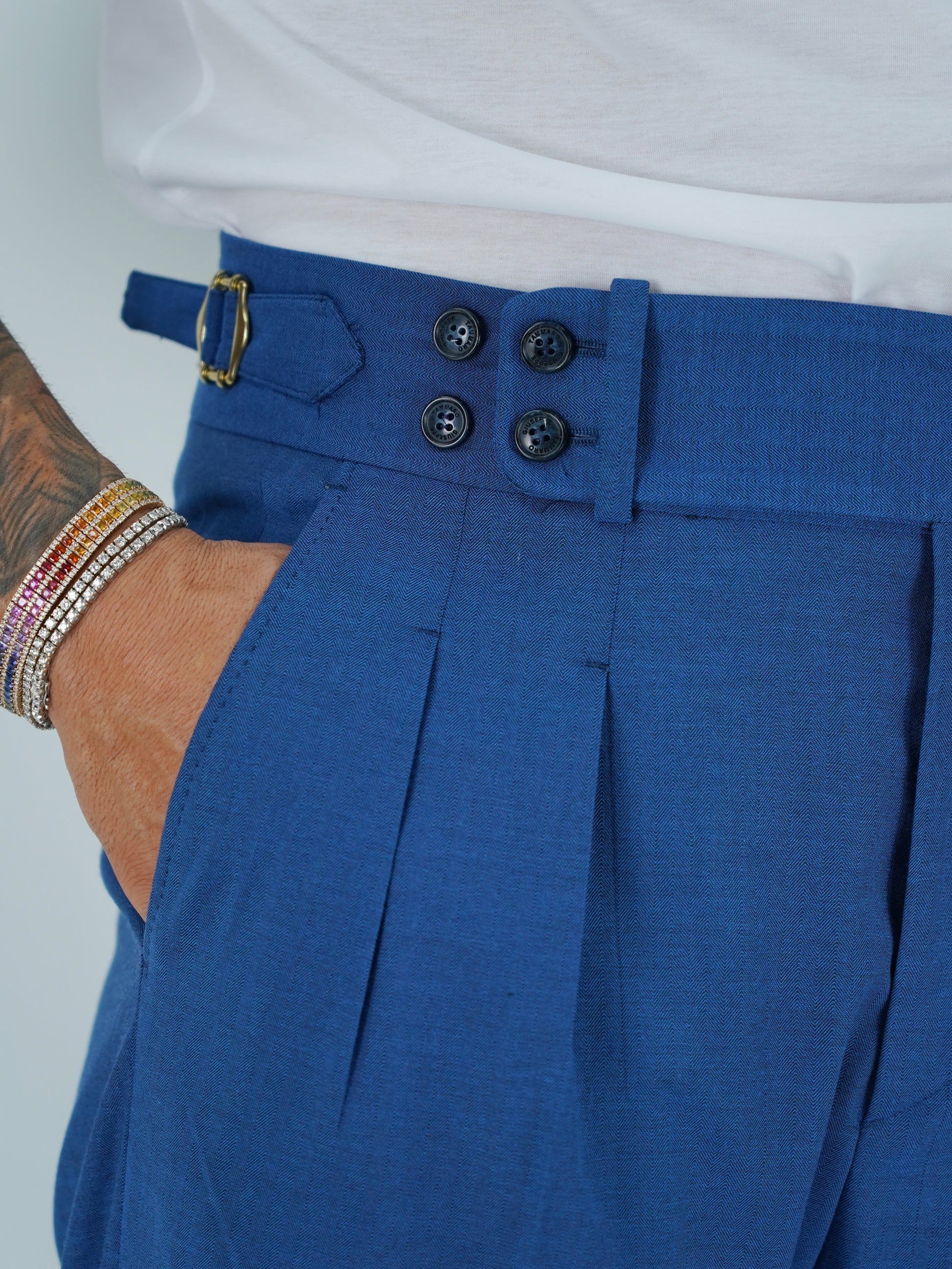 Gurkha Heritage Con Fibbia Laterale - Fondo 22/25cm | Doppia Fibbia Regolabile | Solaro Blu Oceano
