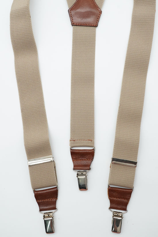 Bretelle Beige pelle Testa di moro con clip