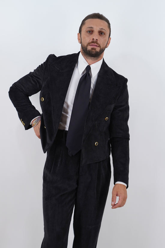 Giacca Cropped Doppiopetto in Velluto - Linea Extensive | Nero