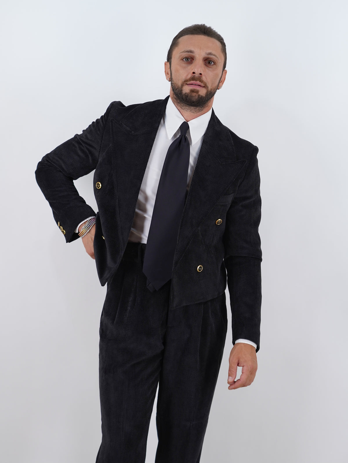 Giacca Cropped Doppiopetto in Velluto - Linea Extensive | Nero