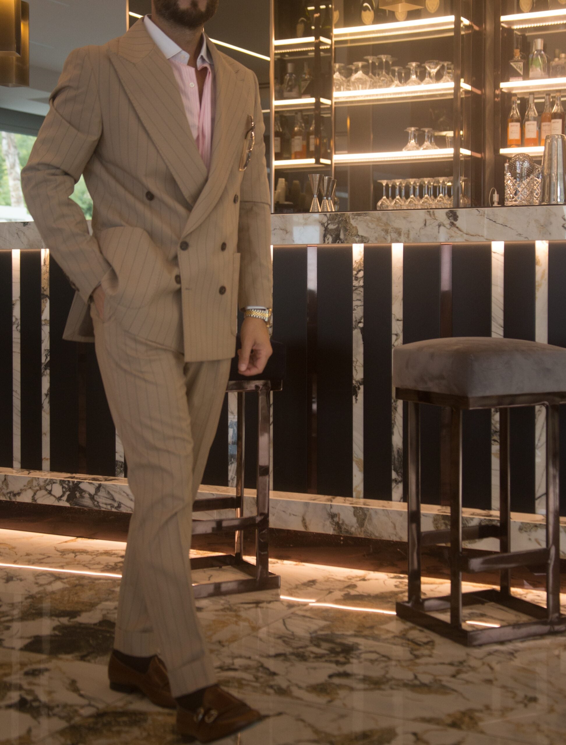 Abito Extensive Doppiopetto beige gessato