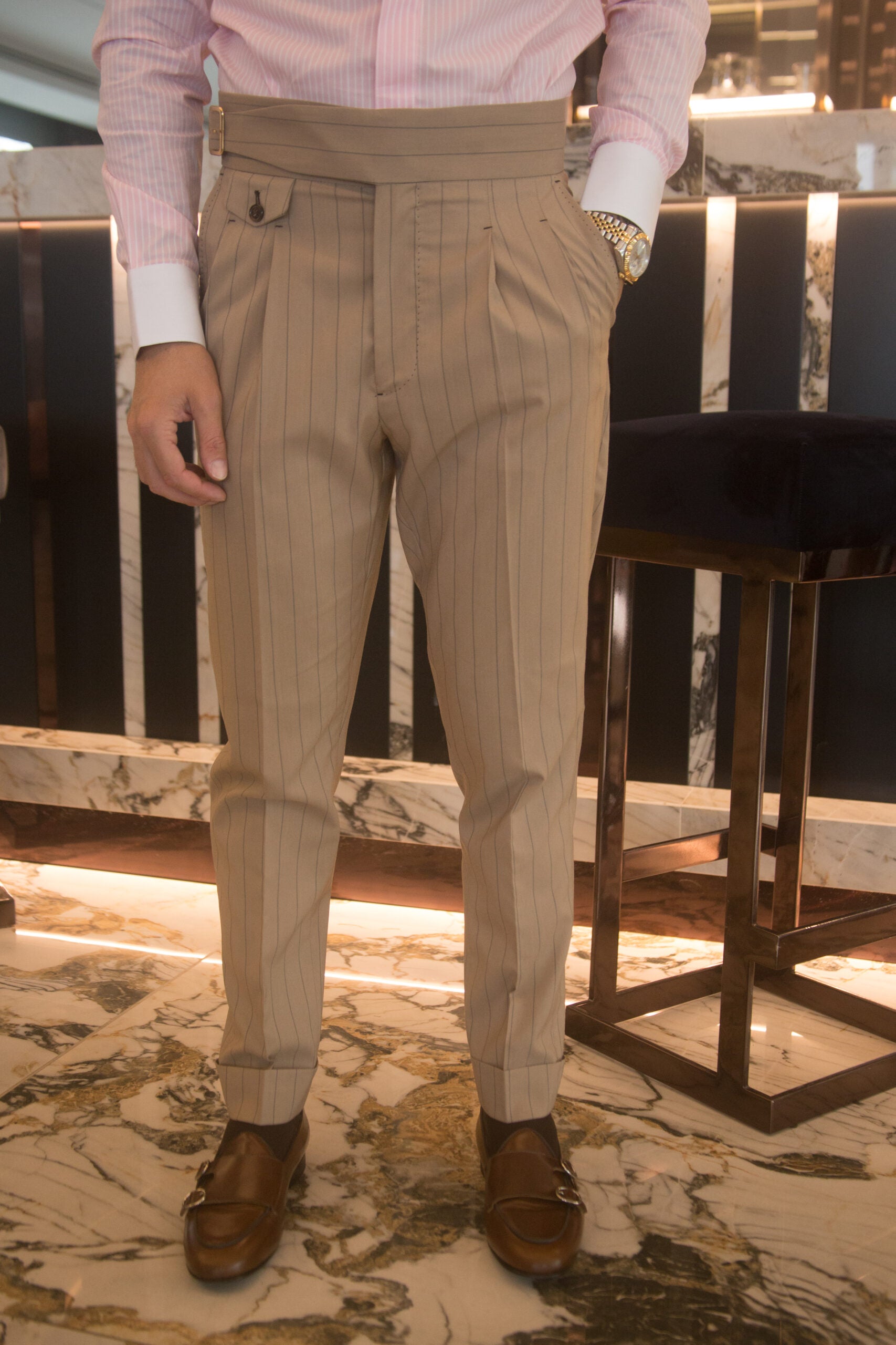 Abito Extensive Doppiopetto beige gessato