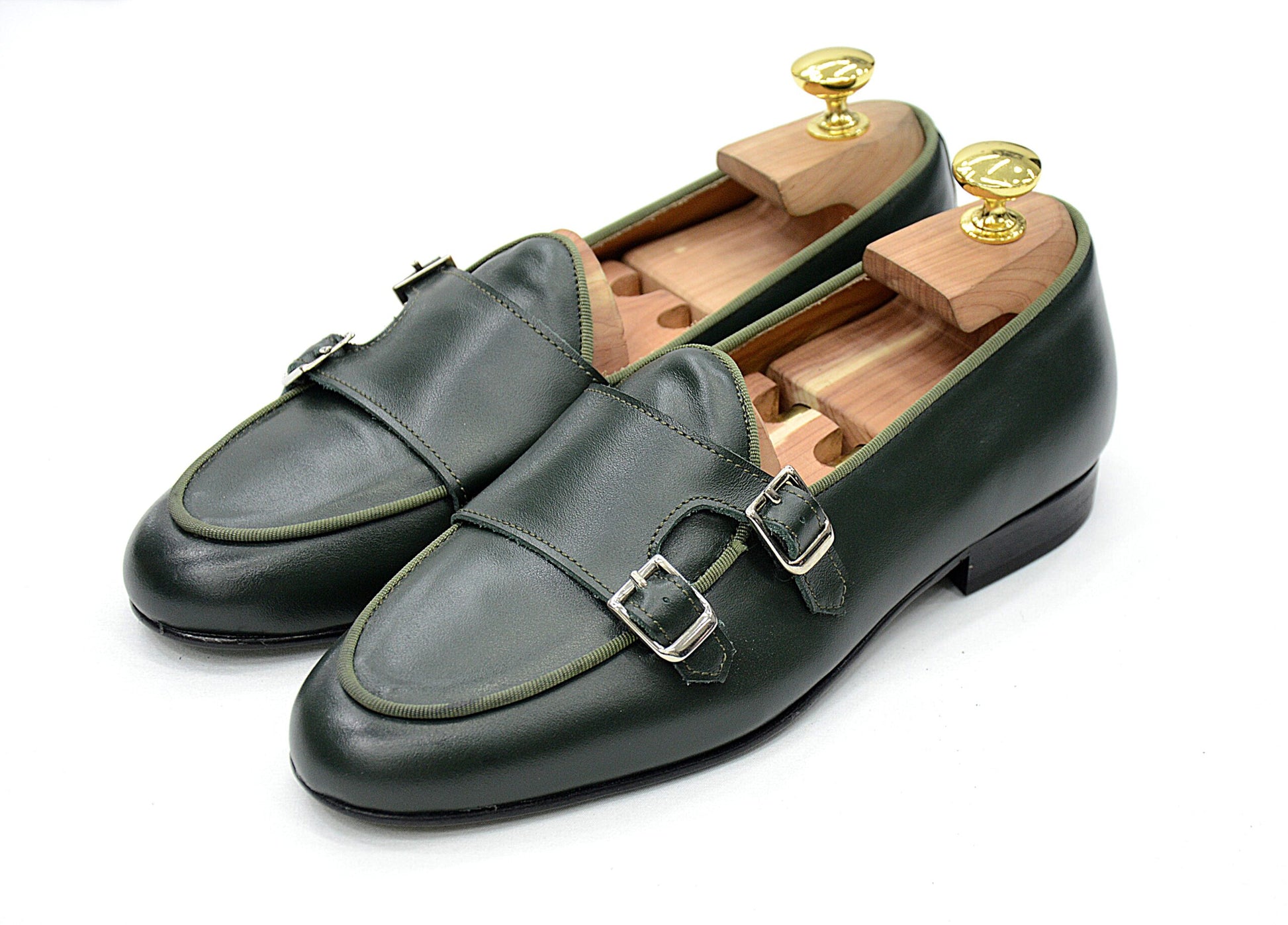 Mocassino doppia fibbia verde