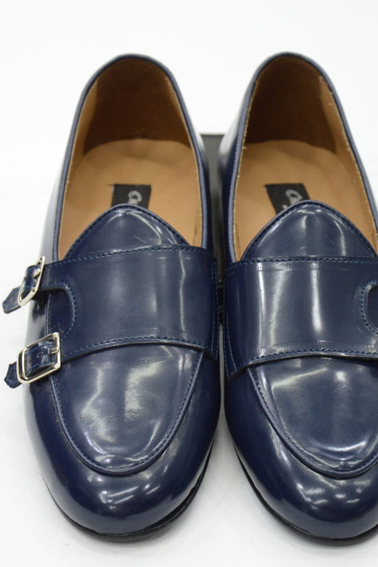 Mocassino doppia fibbia abrasivato blu