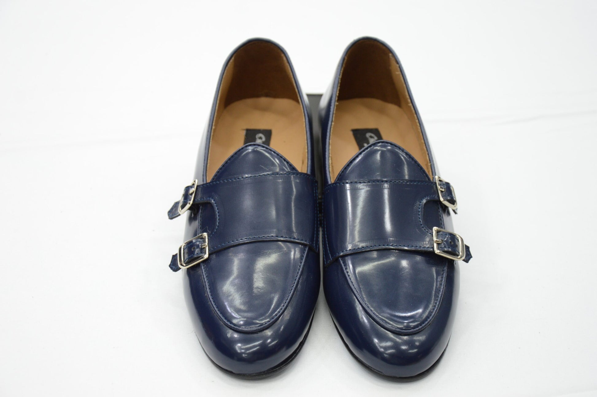 Mocassino doppia fibbia abrasivato blu