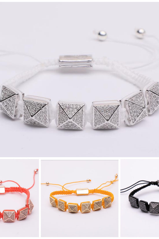 Bracciale in metallo e cotone modello prisma