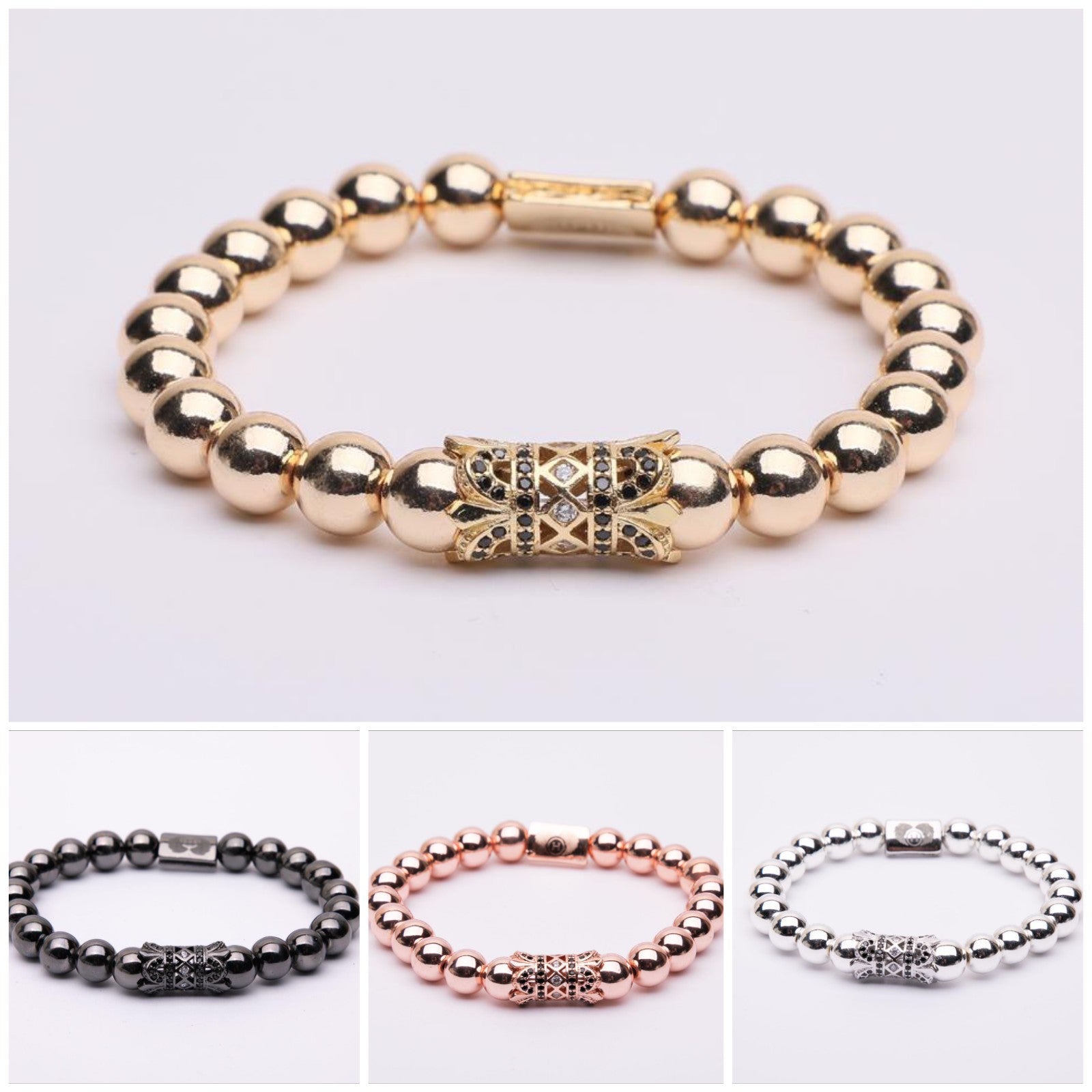 Bracciale in metallo doppia corona