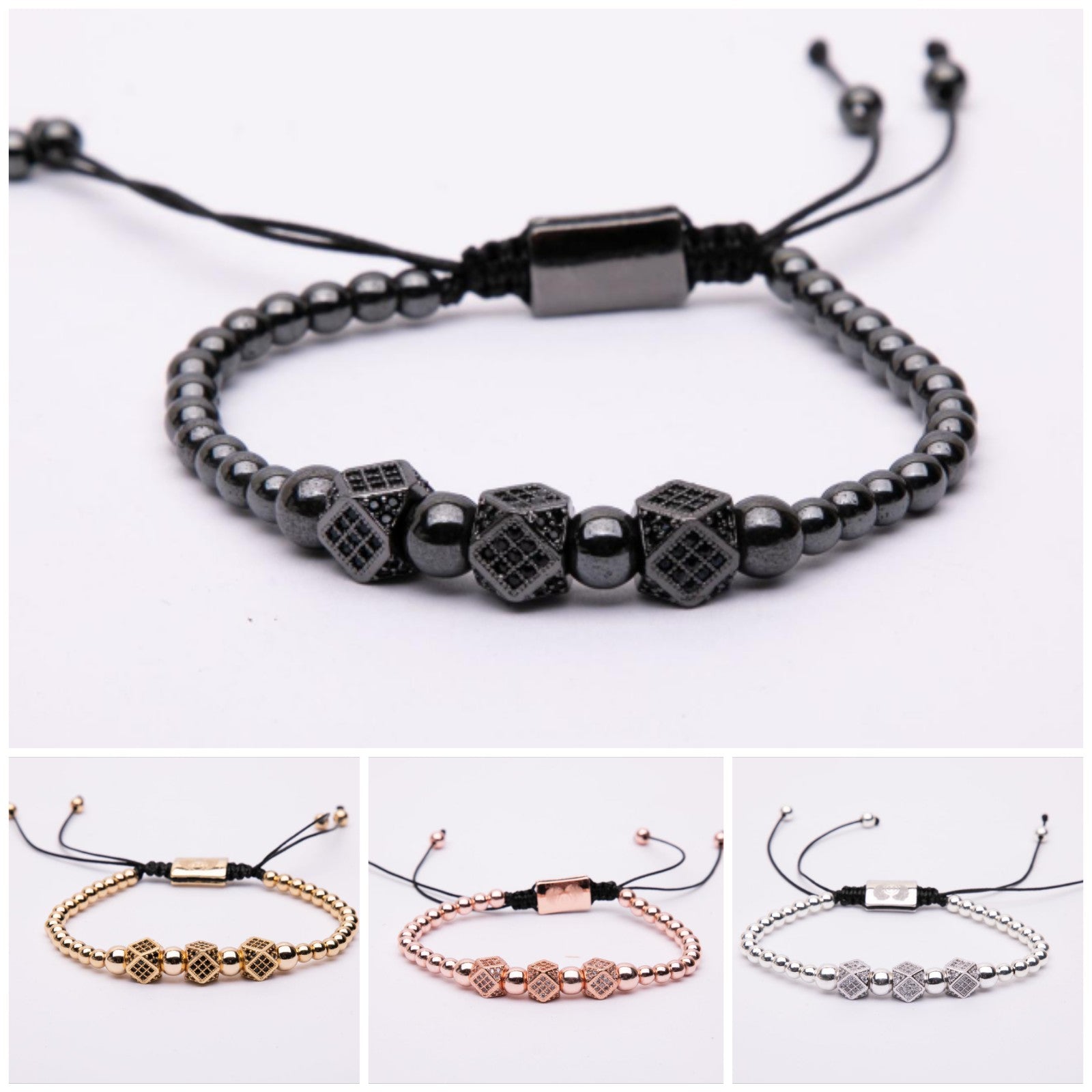 Bracciale in metallo modello cubico