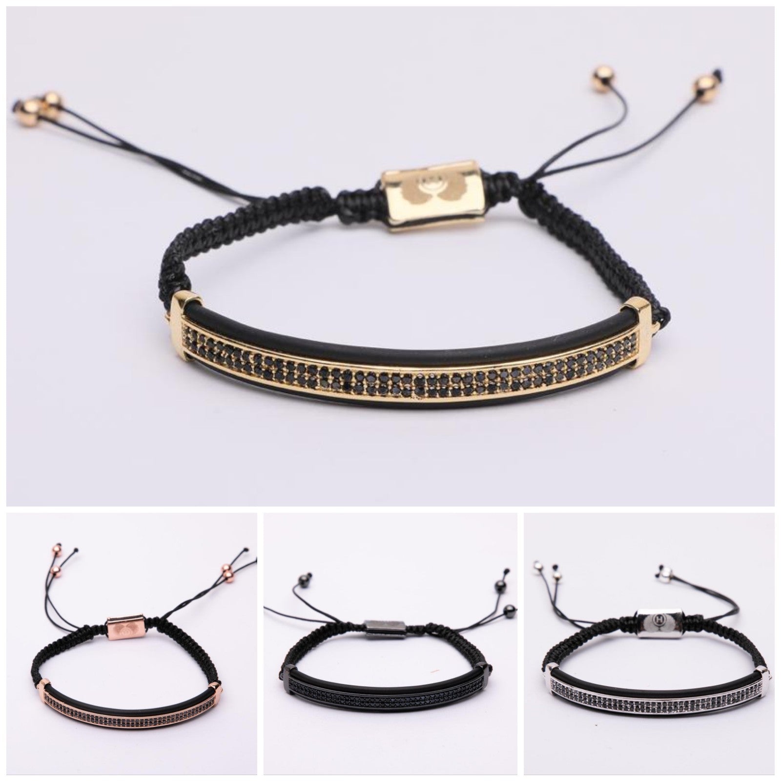 bracciale in metallo e cotone