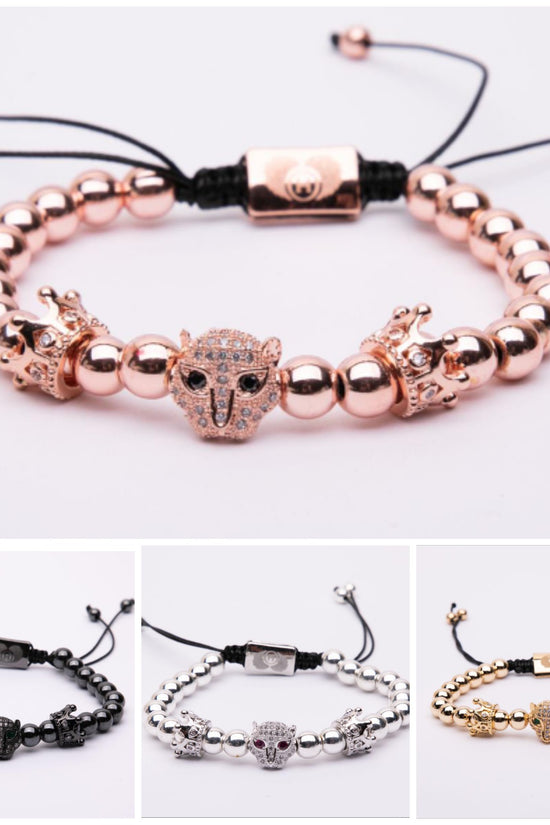 Bracciale in metallo modello pantera con doppia corona