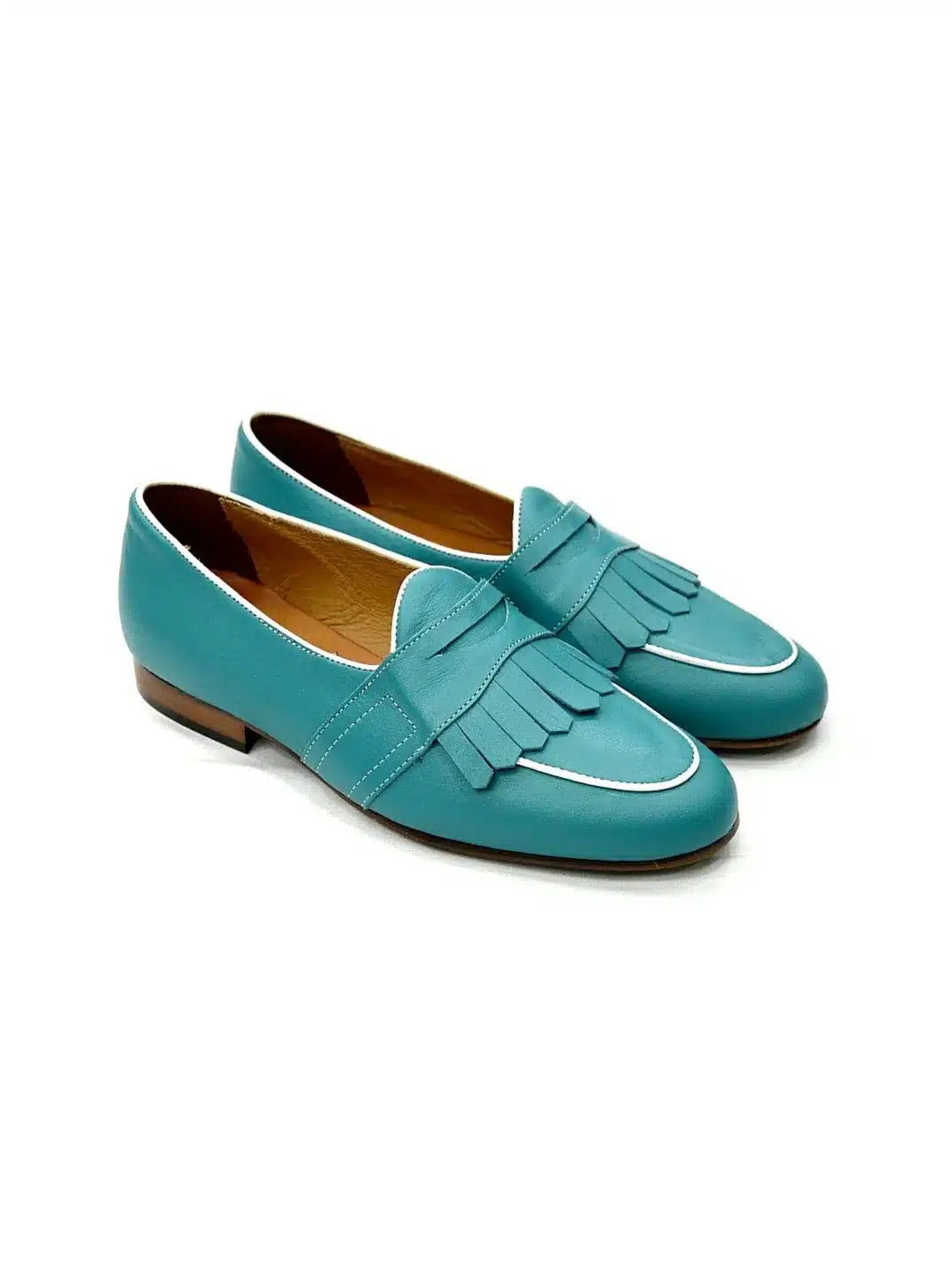 Mocassini con frange turchese