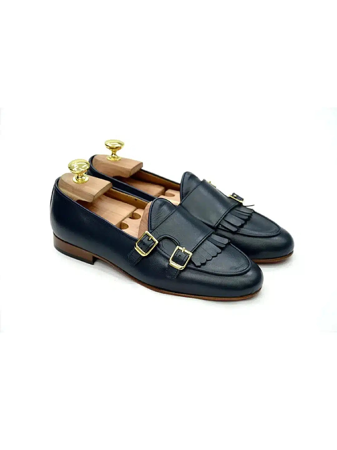 Mocassini doppia fibbia con frange blu