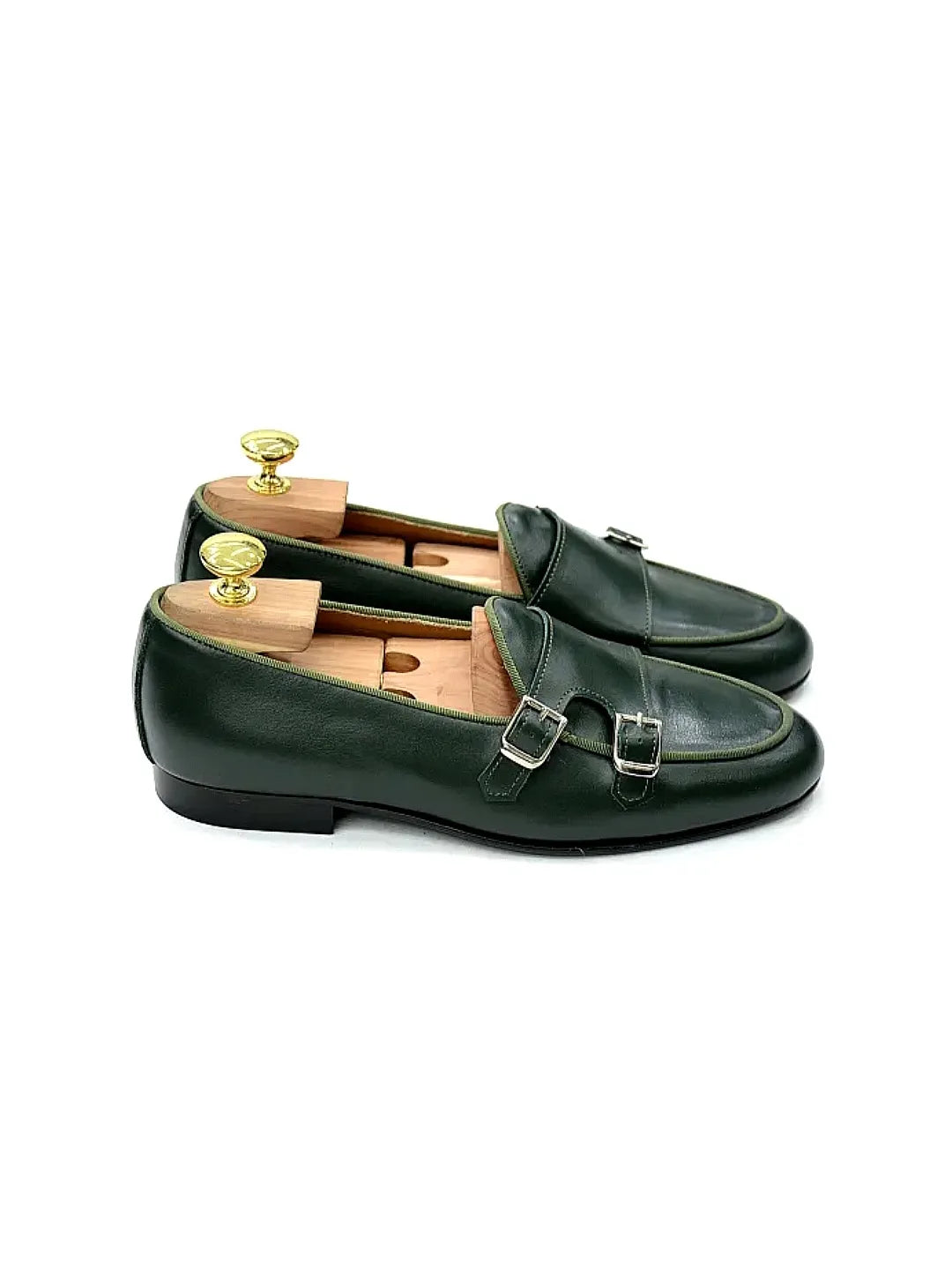 Mocassino doppia fibbia verde