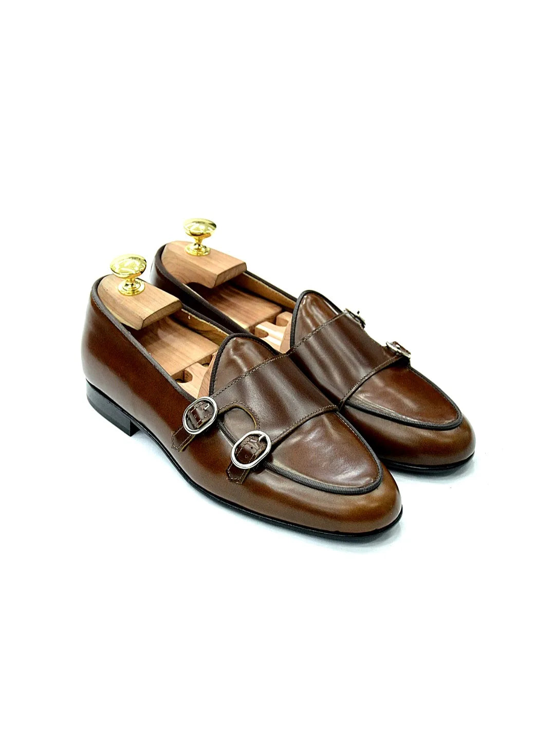 Mocassino doppia fibbia abrasivato cuoio