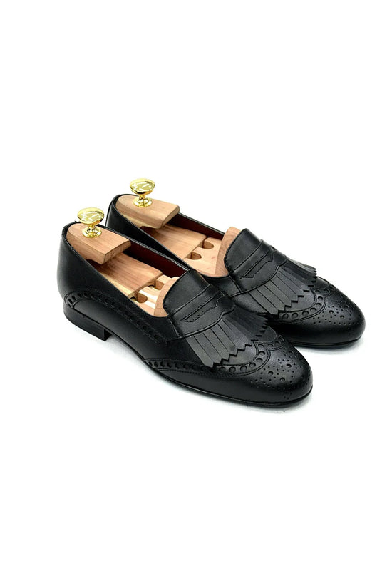 Mocassino inglese Nero con Frange