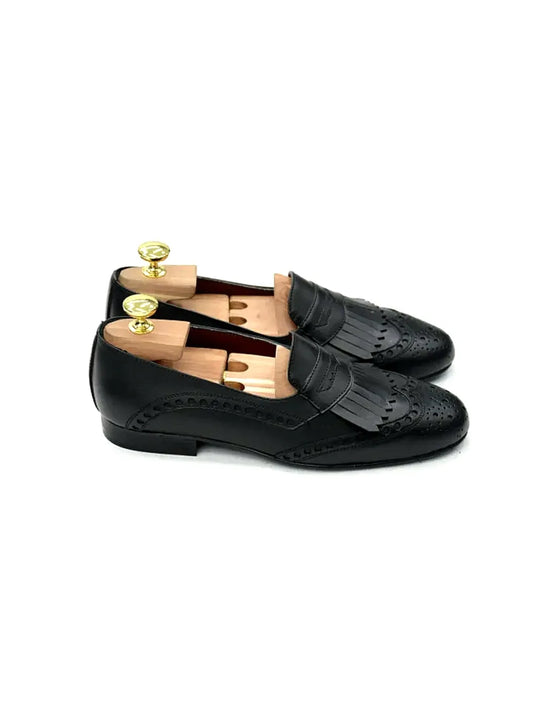Mocassino inglese Nero con Frange