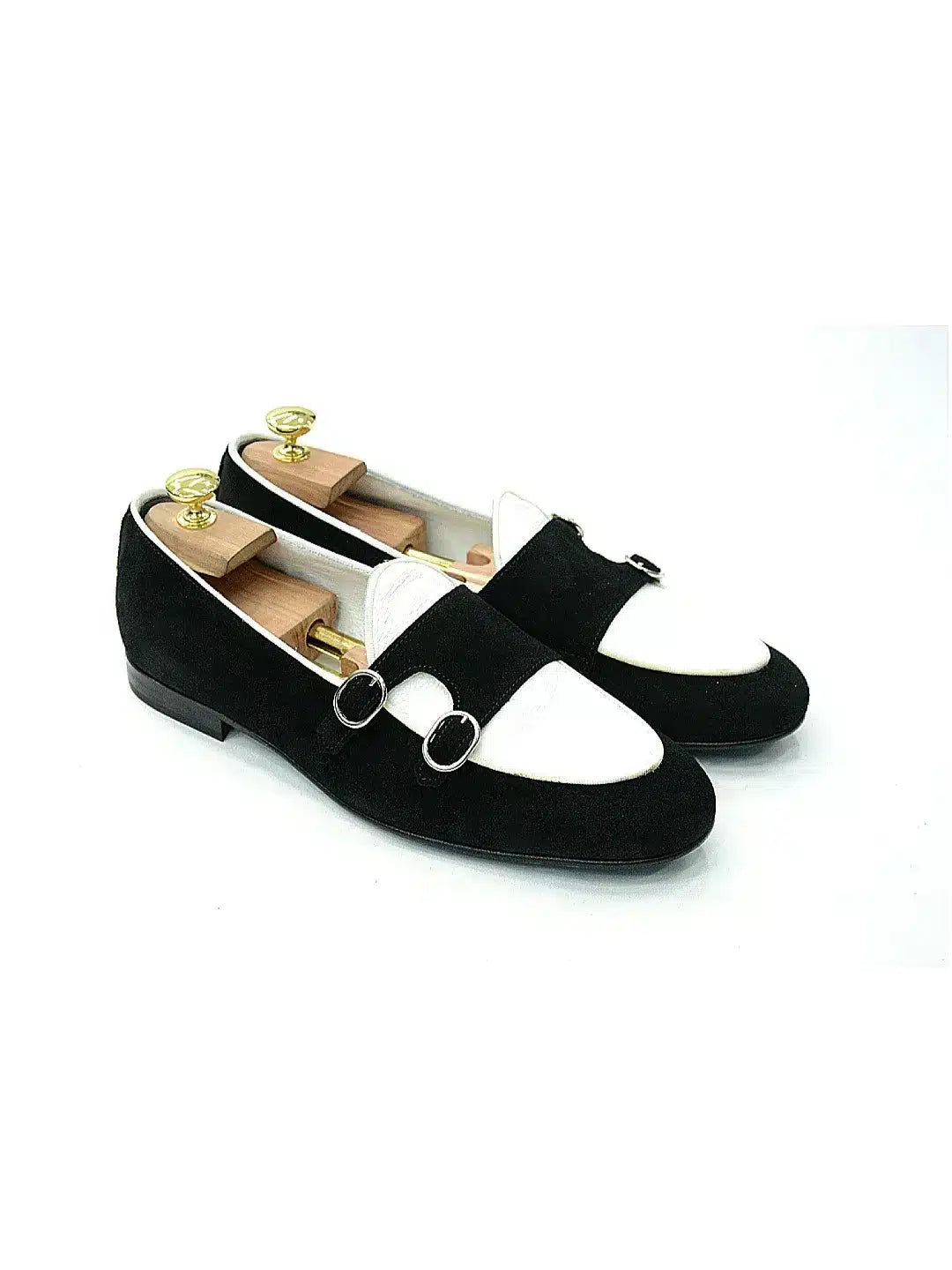 Mocassino doppia fibbia nero/bianco