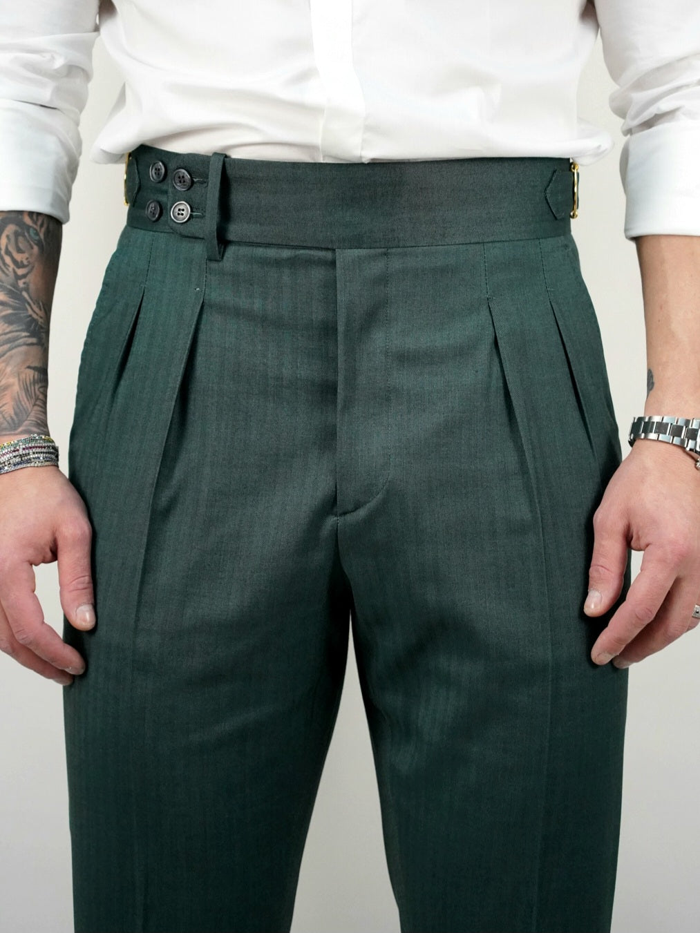 Gurkha Verde Smeraldo con 4 bottoni e fibbie stringenti laterali