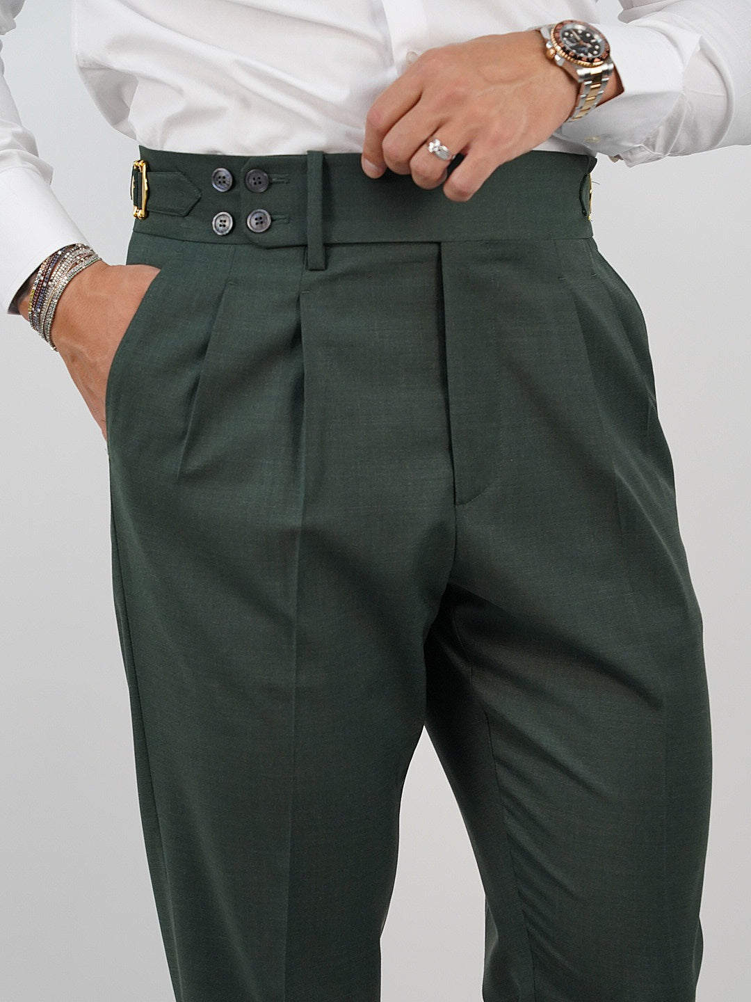 Gurkha Verde Malachite con 4 bottoni e fibbie stringenti laterali