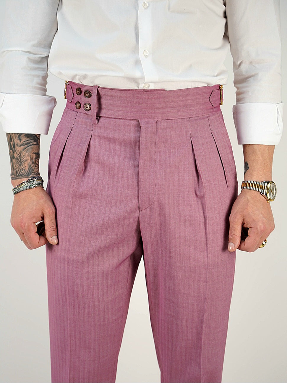 Gurkha Quarzo Rosa con 4 bottoni e fibbie stringenti laterali