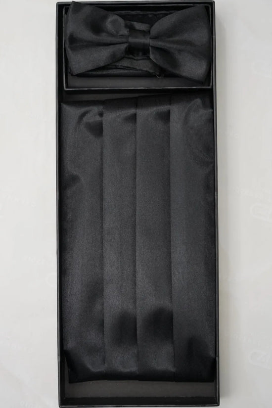 Set fascia smoking, papillon e pochette in raso