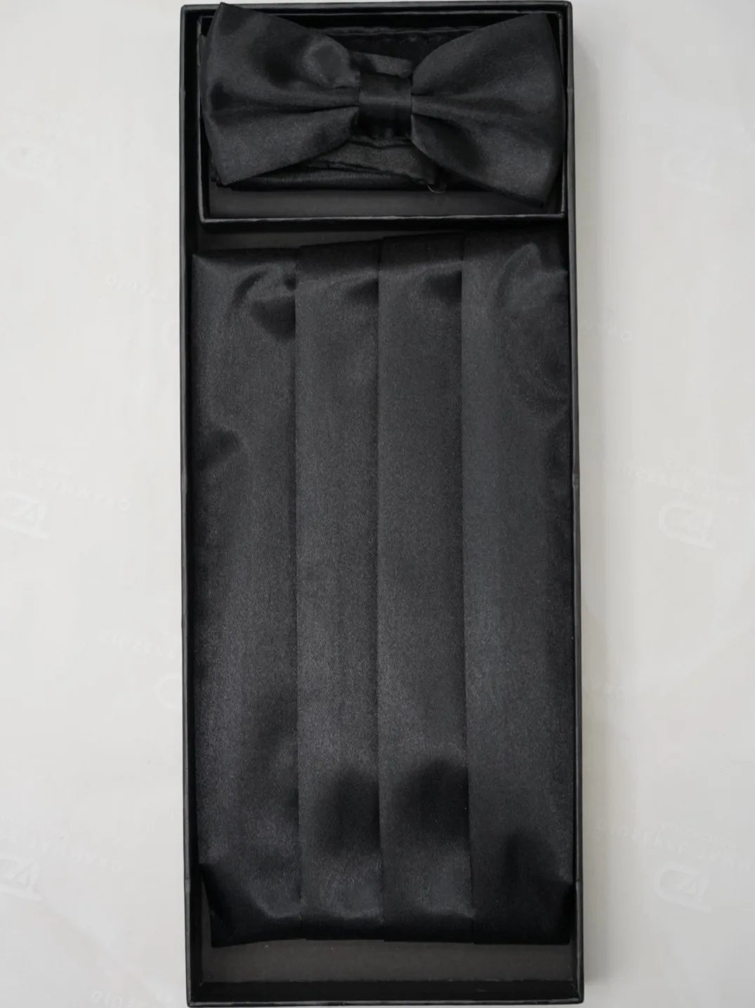 Set fascia smoking, papillon e pochette in raso