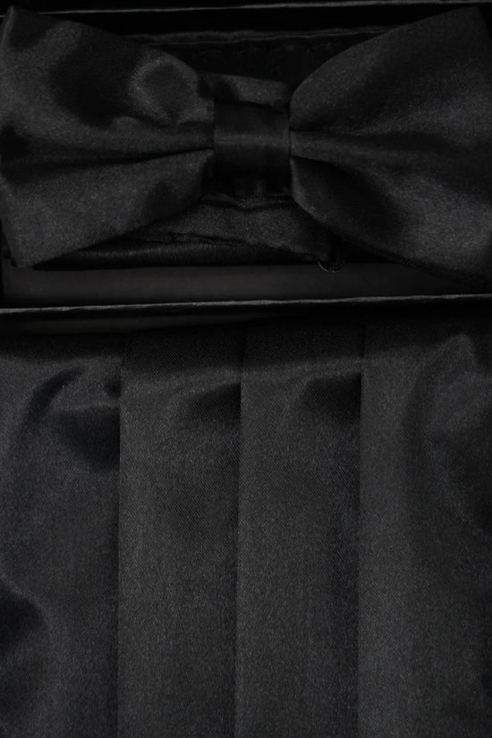 Set fascia smoking, papillon e pochette in raso