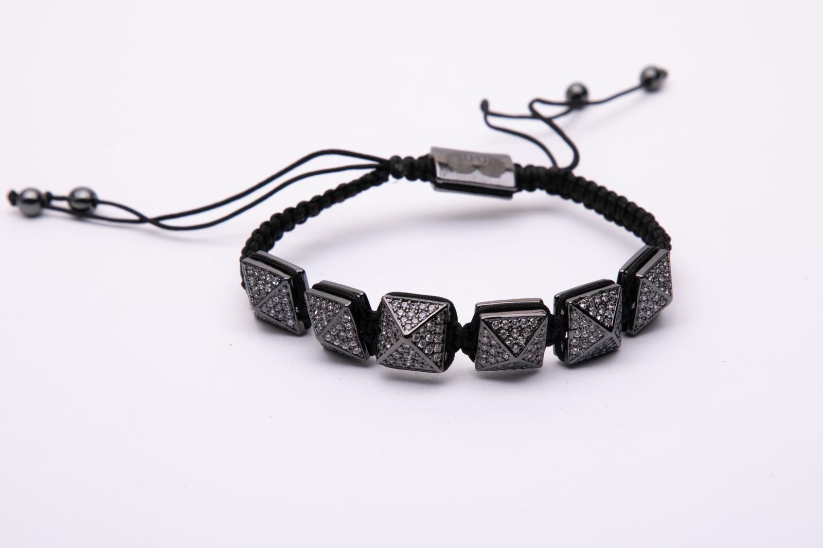 Bracciale in metallo e cotone modello prisma