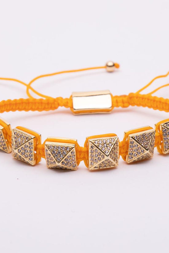 Bracciale in metallo e cotone modello prisma