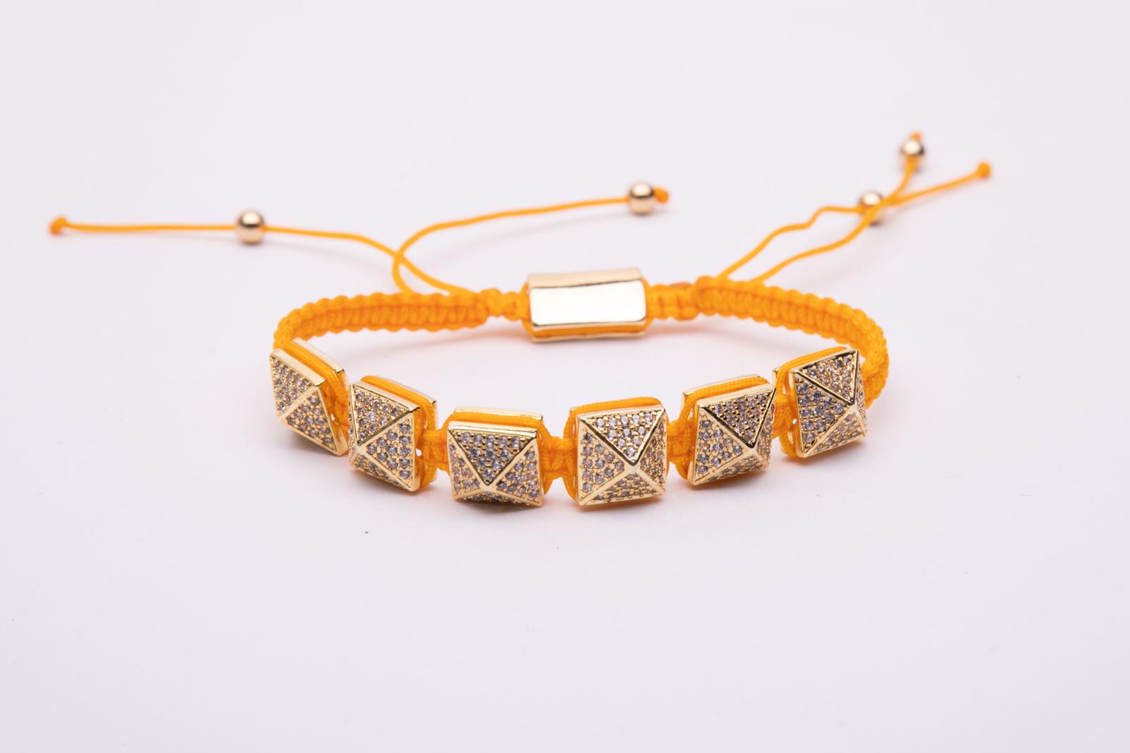 Bracciale in metallo e cotone modello prisma