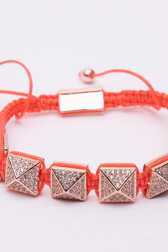 Bracciale in metallo e cotone modello prisma