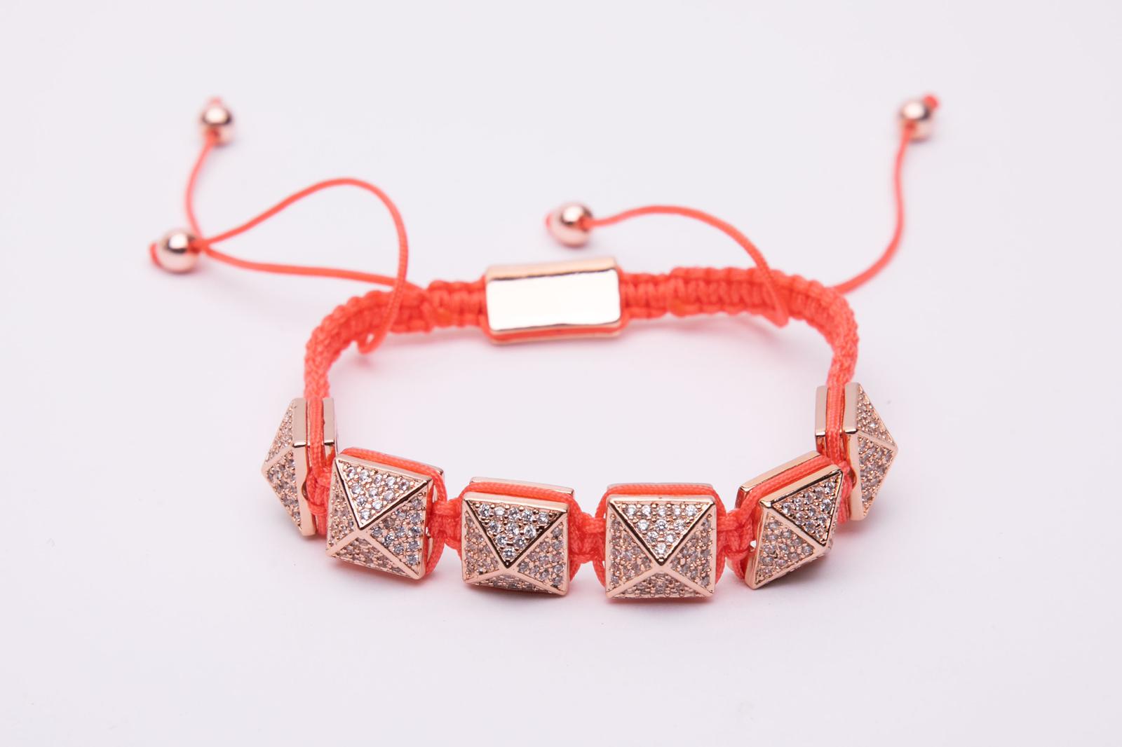 Bracciale in metallo e cotone modello prisma