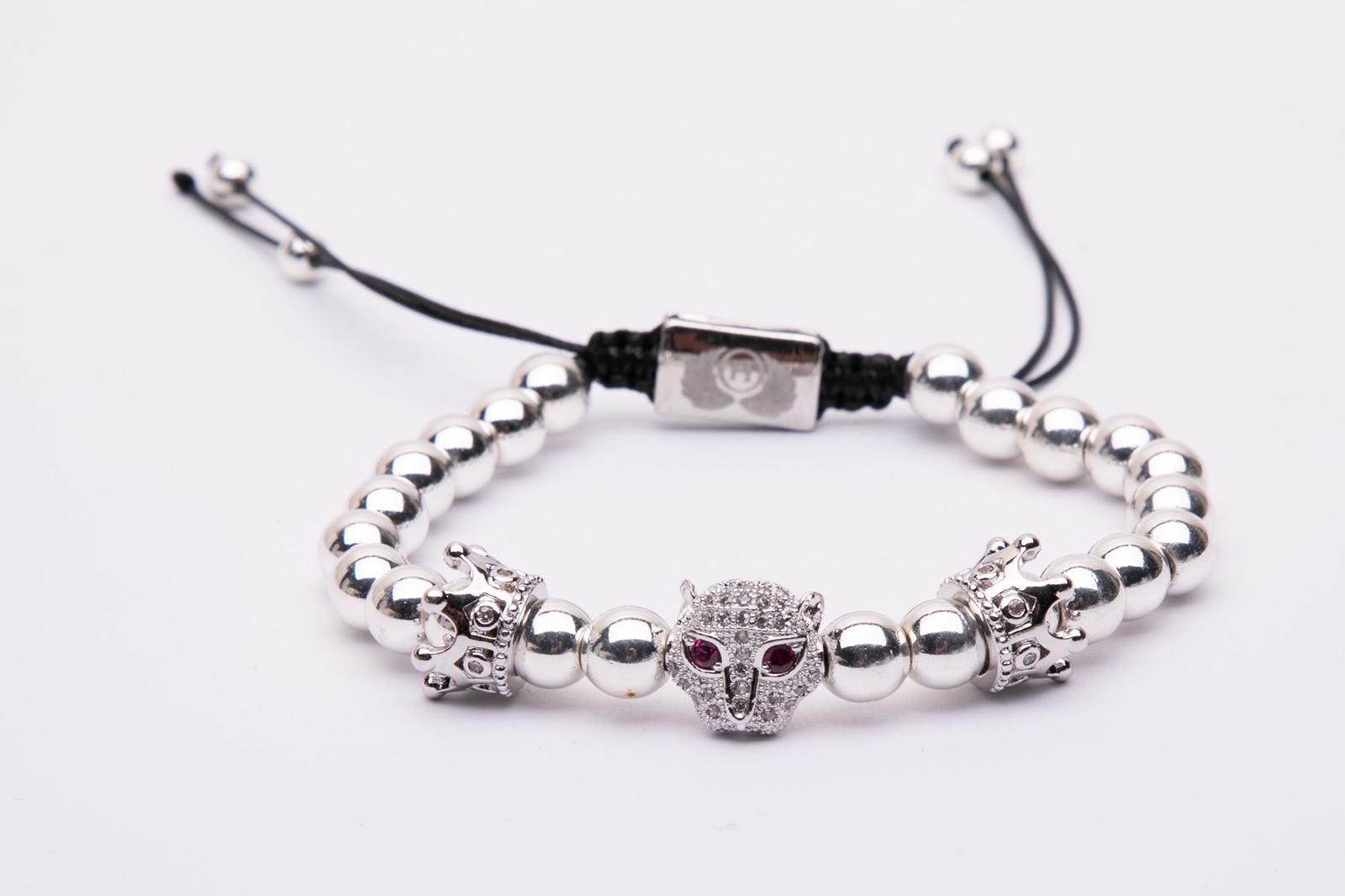 Bracciale in metallo modello pantera con doppia corona