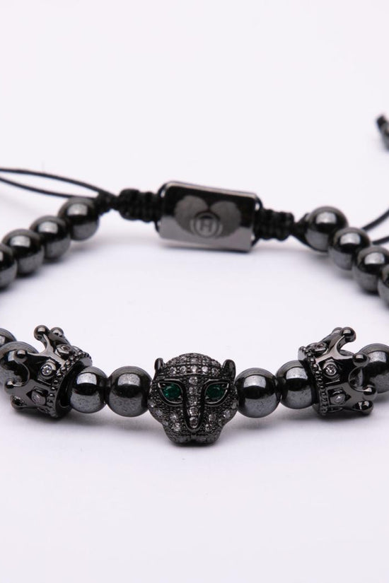 Bracciale in metallo modello pantera con doppia corona