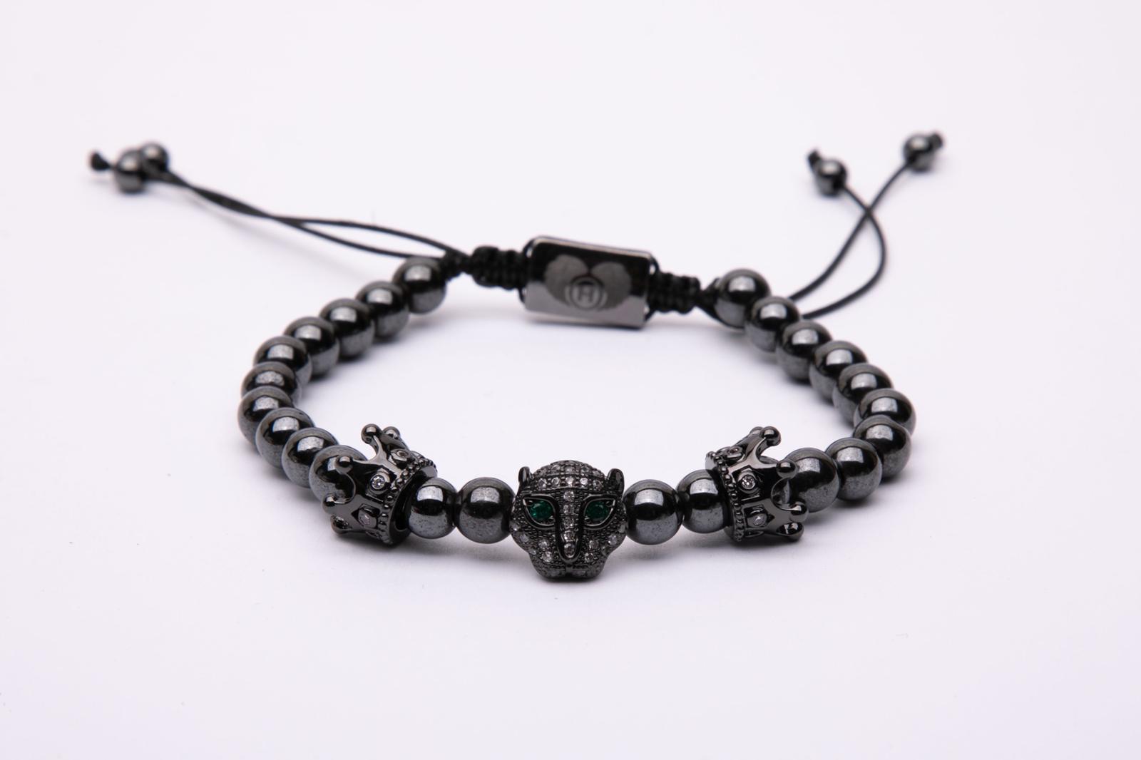 Bracciale in metallo modello pantera con doppia corona