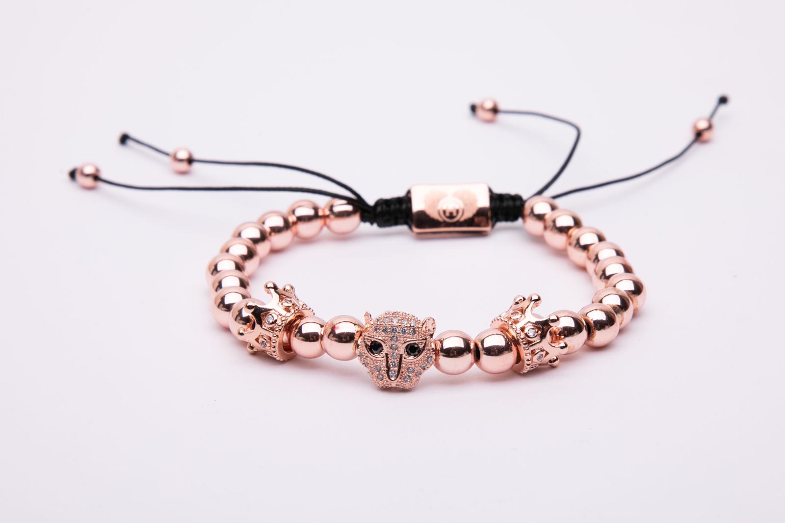 Bracciale in metallo modello pantera con doppia corona