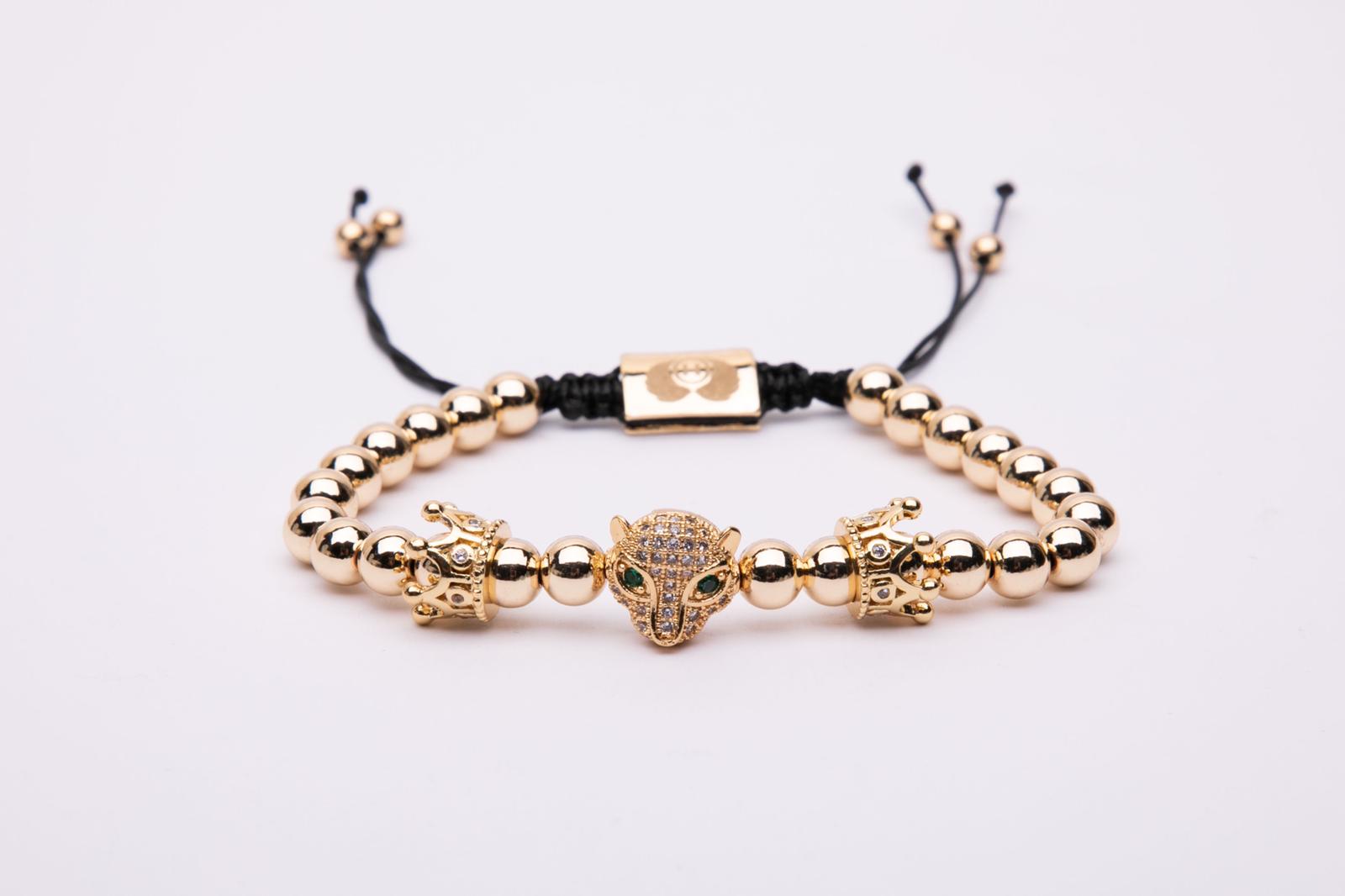 Bracciale in metallo modello pantera con doppia corona