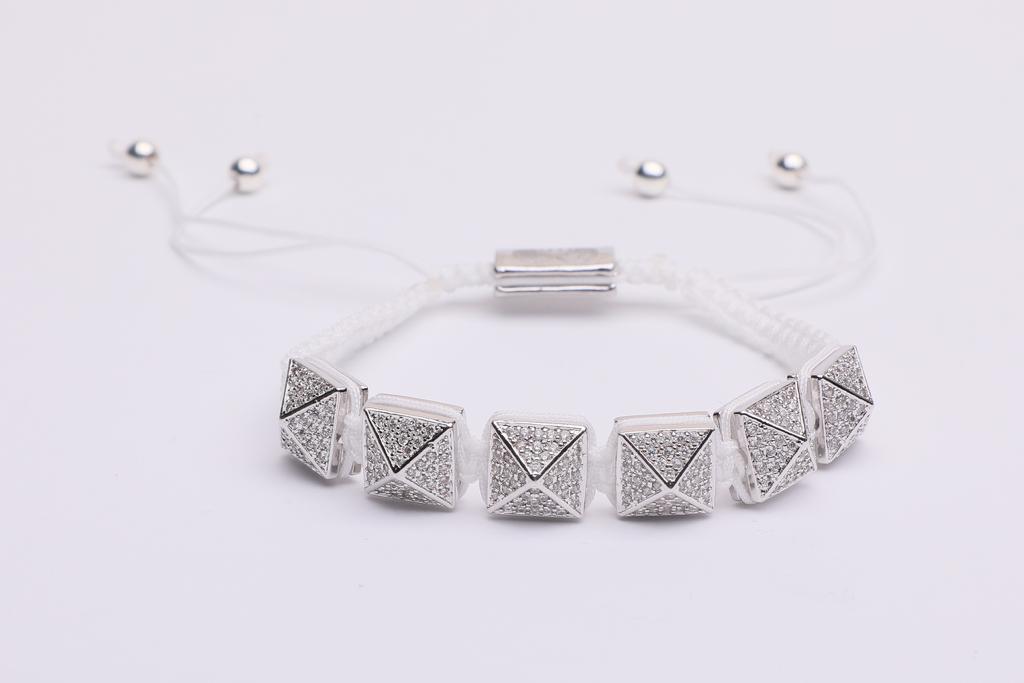 Bracciale in metallo e cotone modello prisma