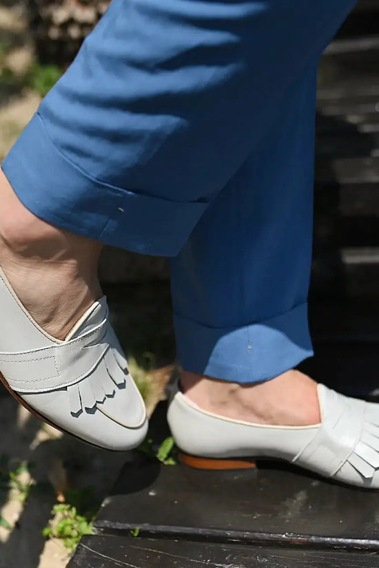 Mocassini con frange panna