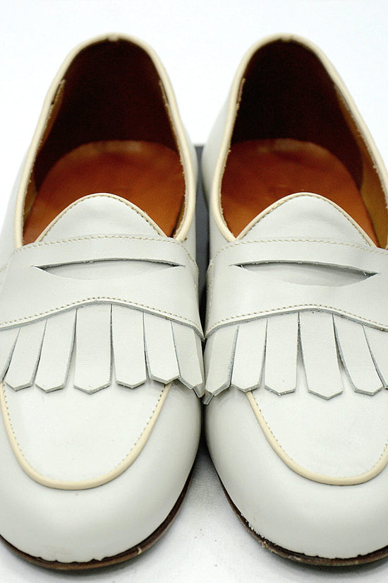 Mocassini con frange panna