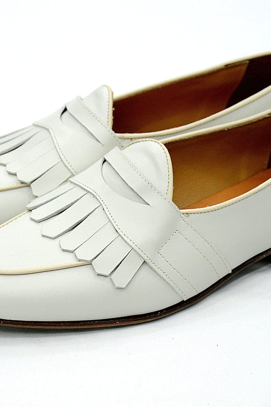 Mocassini con frange panna