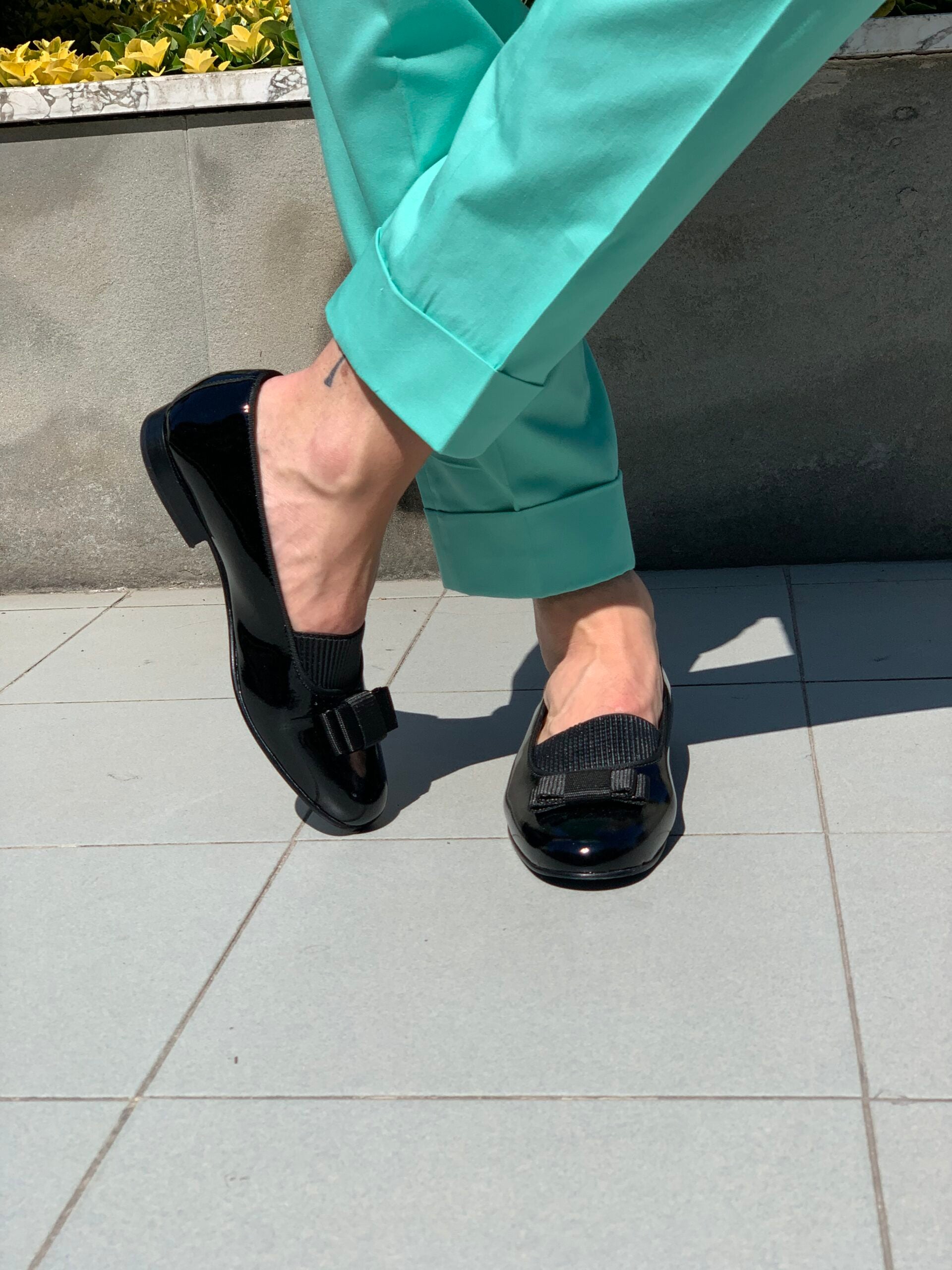 Abito sciallato in cotone rasato verde tiffany