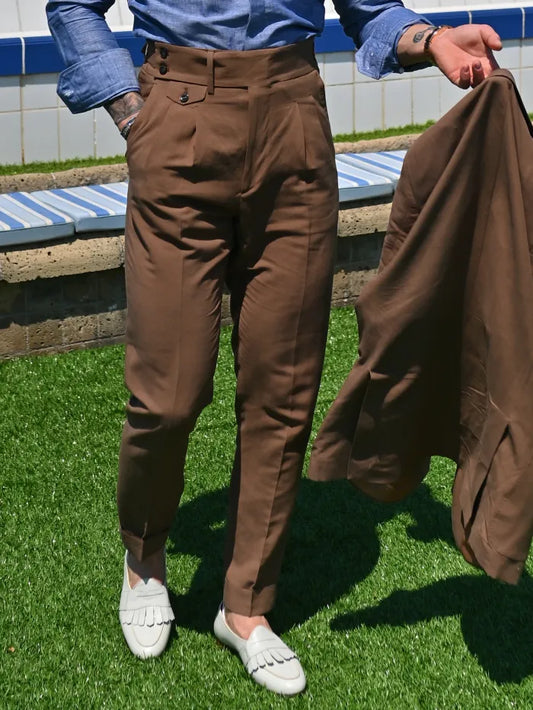 Pantalone in Lino tabacco