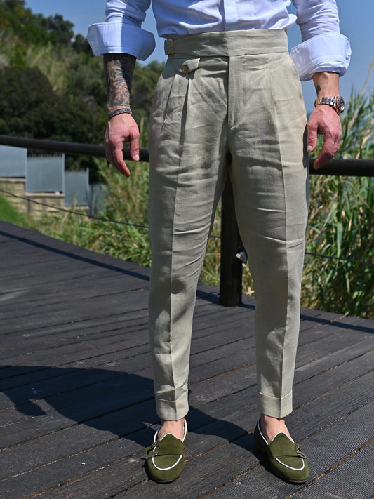 Pantalone in Lino Beige